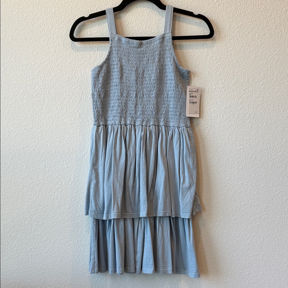 Nordstrom Smocked Girls Light Blue Tiered Dress
